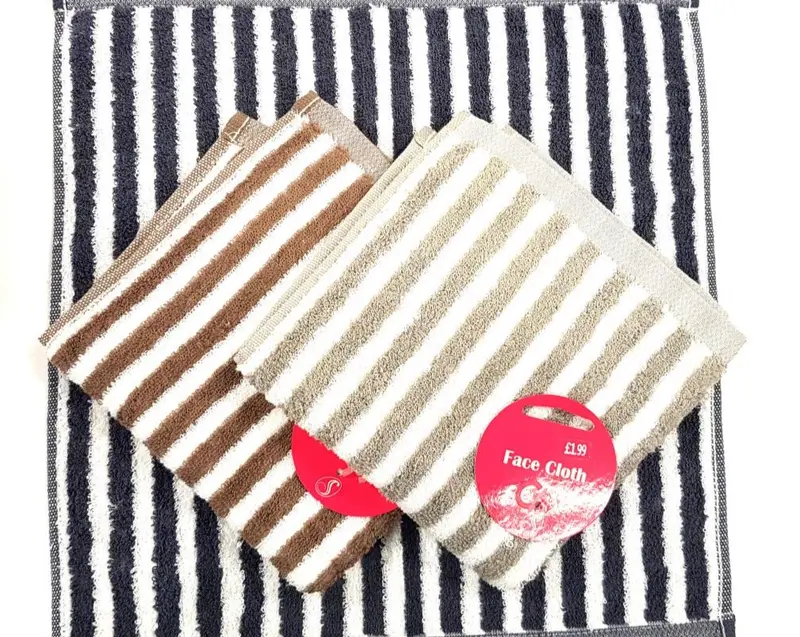 £1.99 Mens Stripe Facecloths (6)