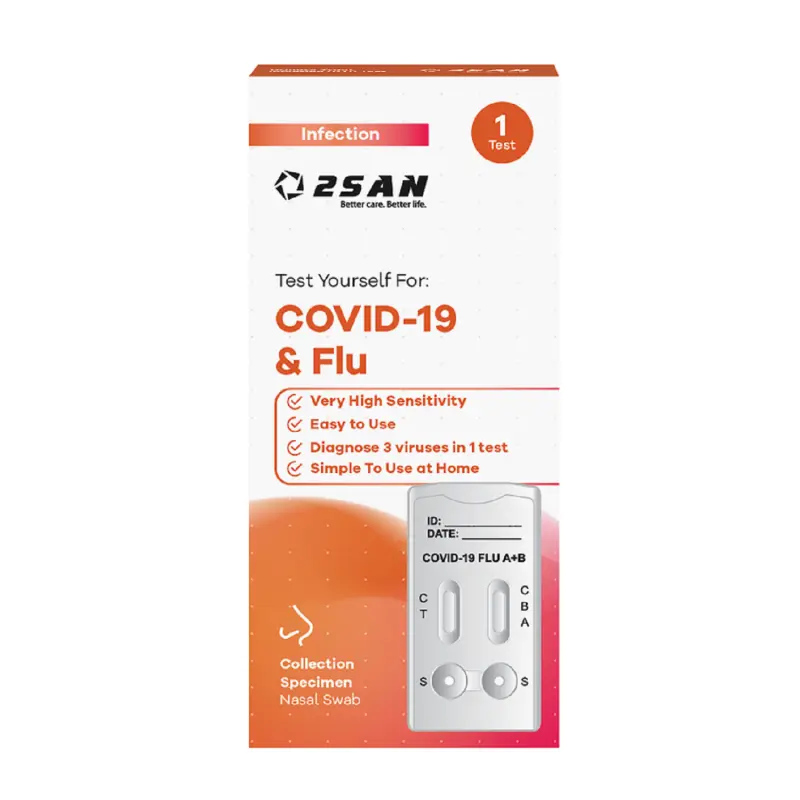 2San COVID-19 & Flu A/B Nasal Self-Test – 1 Test
