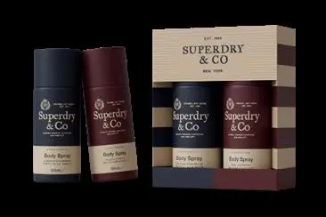 £8 SUPERDRY 2 X 150ML BODY SPRAY DUO SET IN CEDARWOOD AND SANDALWOOD & BERGAMOT &VETIVER (6)