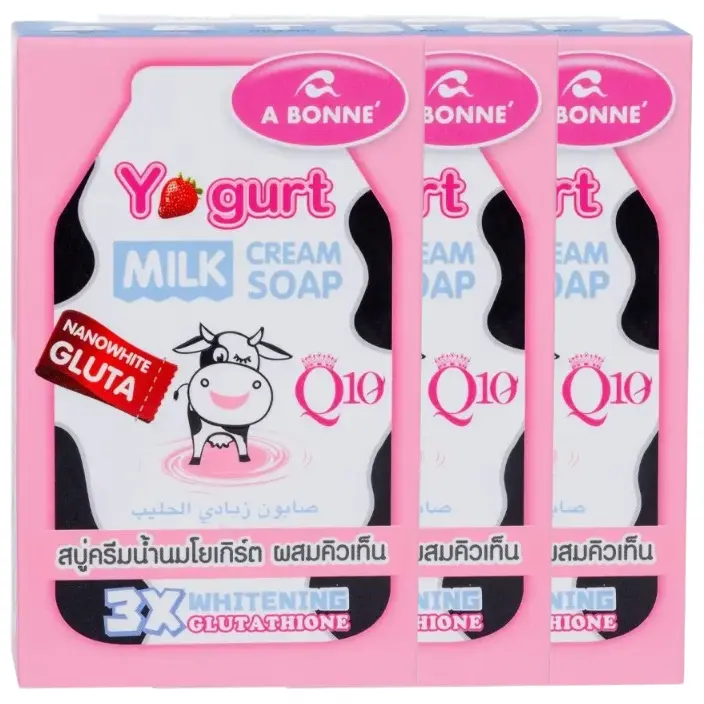 A Bonne Yogurt Milk Cream Soap with Q10 90g (Pack of 3) - Firming & Brightening