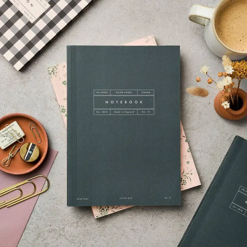 A5 Ruled Hunter Green Lay Flat Notebook - Vol 51