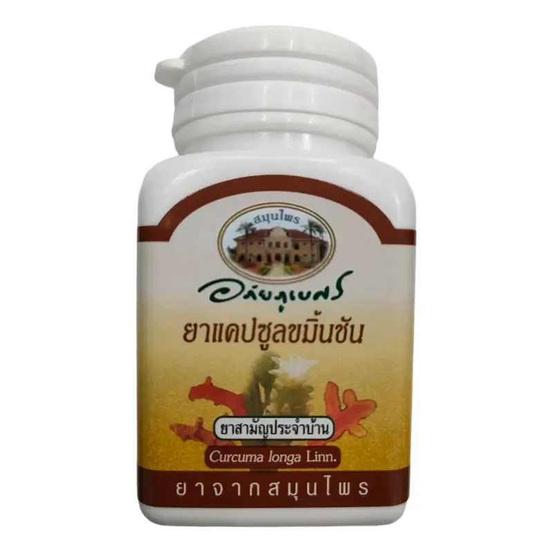 Abhaibhubejhr - Turmeric Capsules - Curcuma Longa Linn (400 mg. 60 Capsules) - Made in Thailand