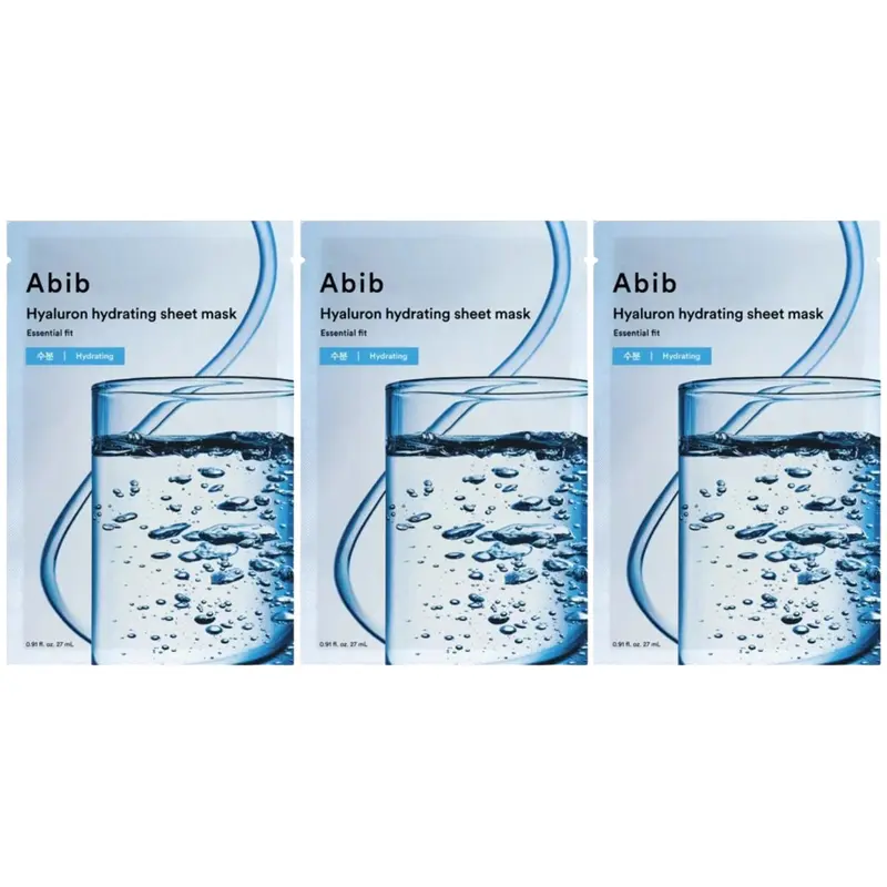 Abib - Essential Fit, Hyaluron Hydrating Sheet Face Mask 27ml. (Pack of 3)