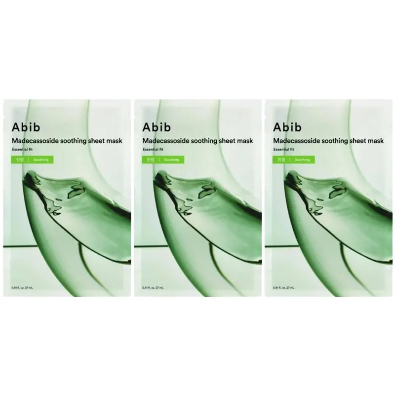 Abib - Essential Fit, Madecassoside Soothing Sheet Face Mask 27ml. (Pack of 3)