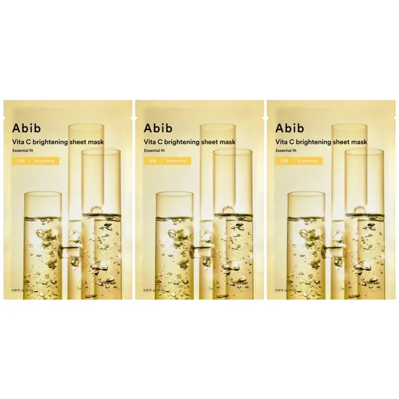 Abib - Essential Fit, Vita C Brightening Sheet Face Mask 27ml. (Pack of 3)