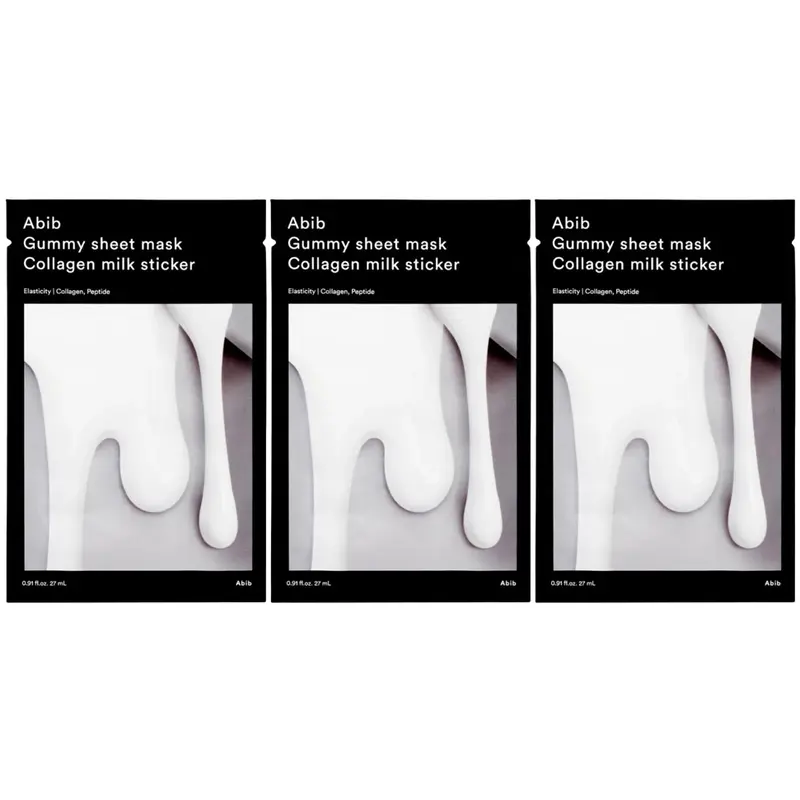 Abib - Gummy Sheet Mask Collagen Milk Sticker 27ml. (Pack of 3)