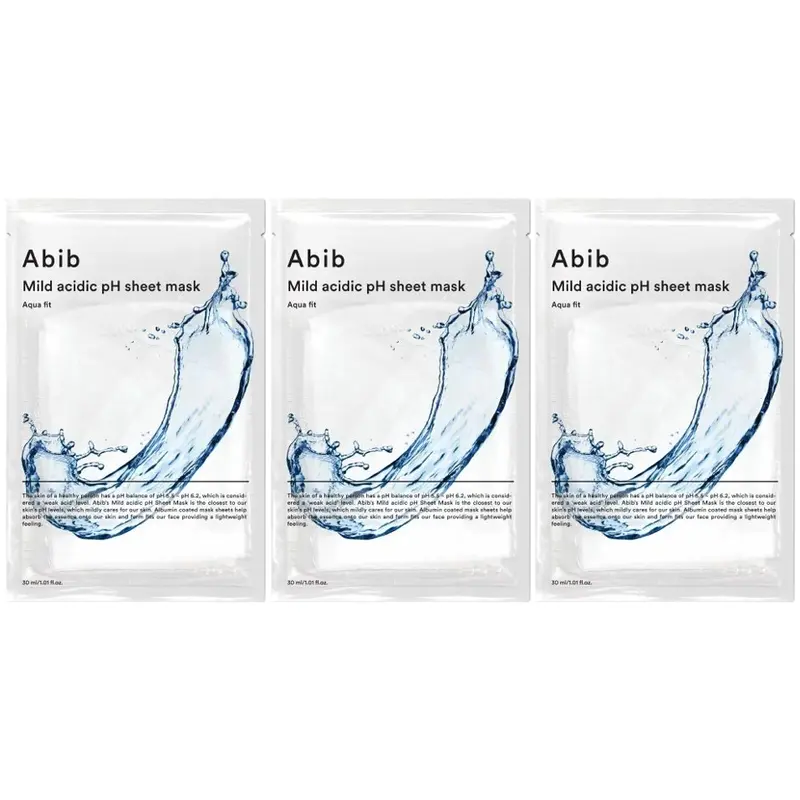 Abib - Mild Acidic pH Sheet Face Mask, Aqua Fit 30ml. (Pack of 3)