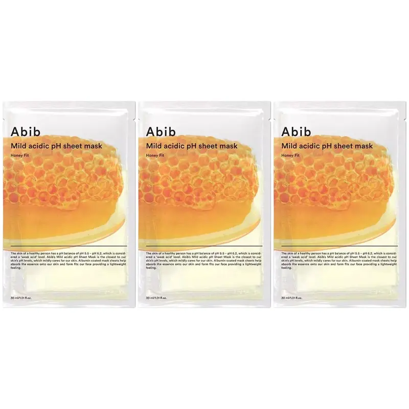 Abib - Mild Acidic pH Sheet Face Mask, Honey Fit 30ml. (Pack of 3)