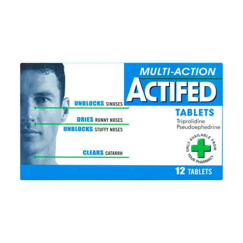 Actifed Multi-Action Tablets - 12 Tablets