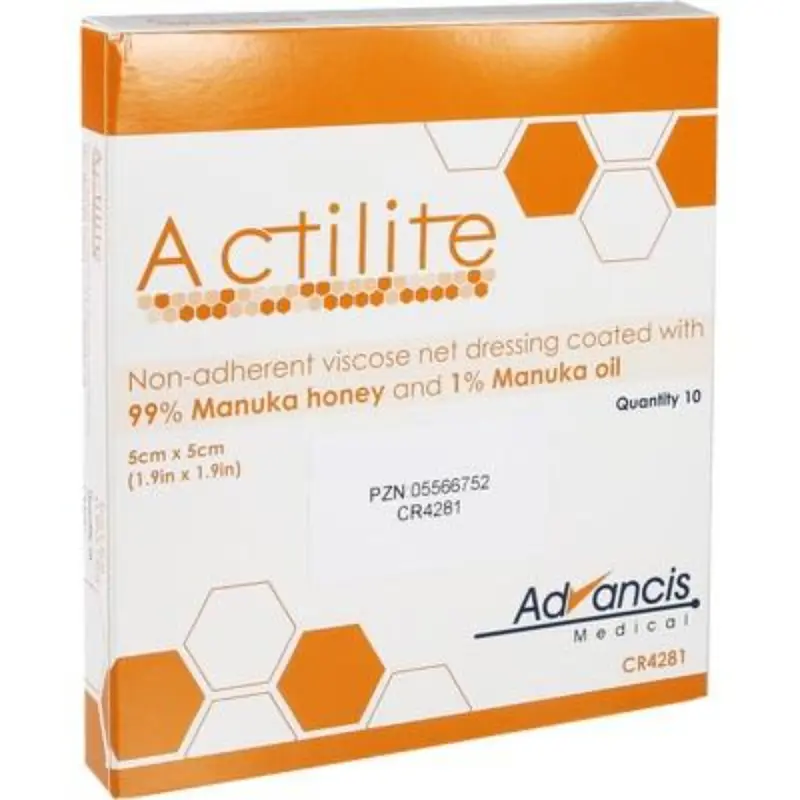 Actilite Manuka Honey Dressings 5cm x 5cm Box of 10 Dressings