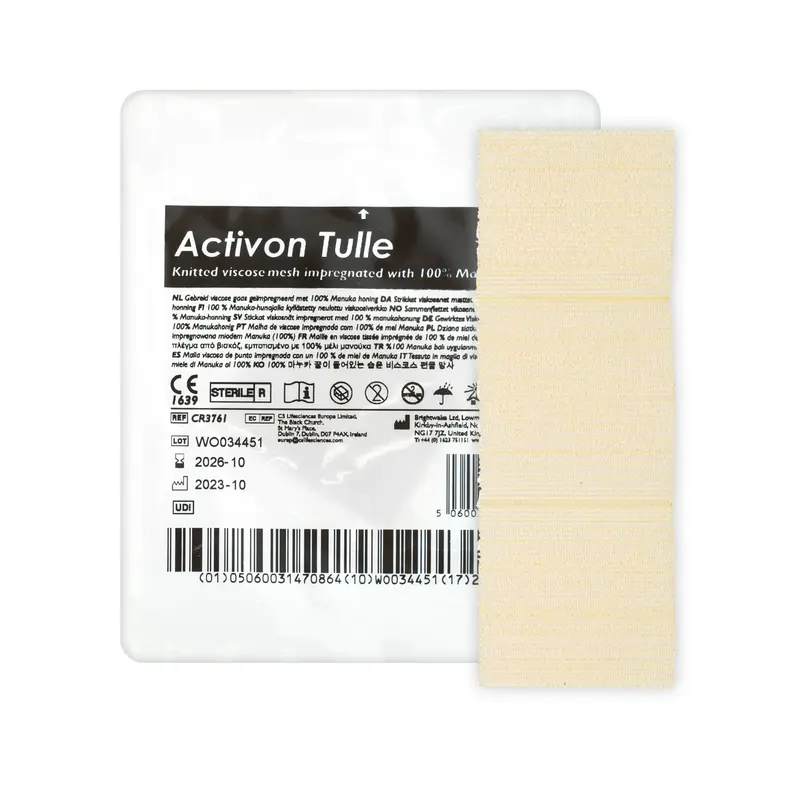 Activon Tulle Knitted Viscose Mesh Dressing - 100% Manuka Honey (Multiple Sizes) (x1 or 5)