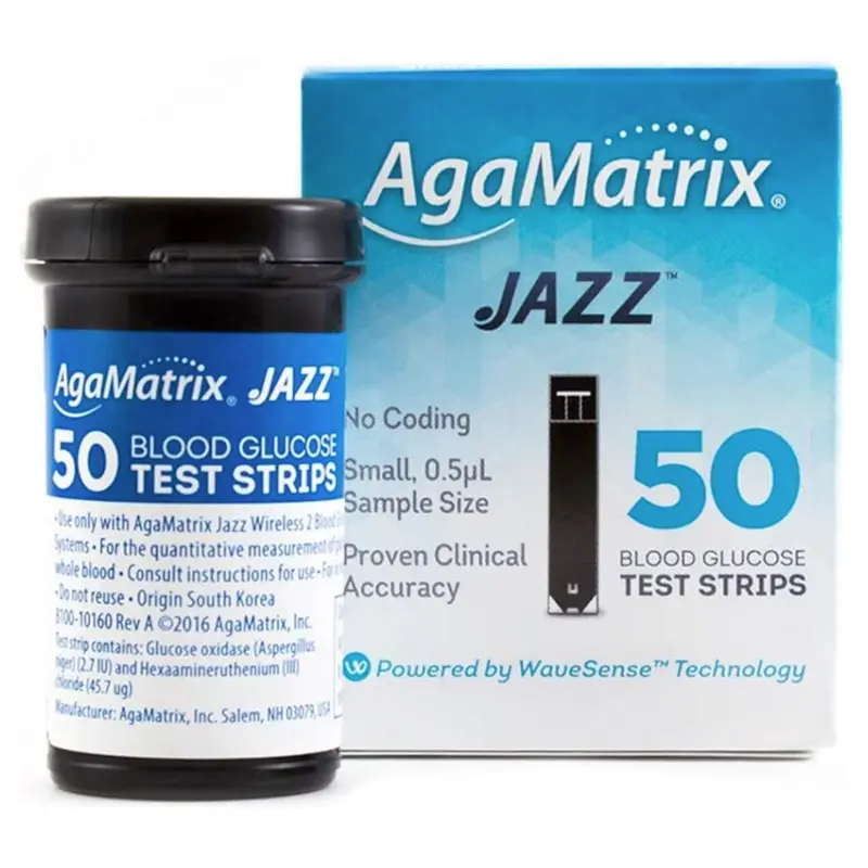 AgaMatrix WaveSense JAZZ Blood Glucose Test Strips โ Box of 50