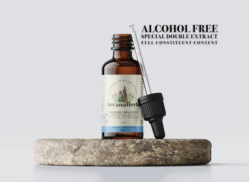 Alcohol free Calming relaxing herbal tincture. Non alcoholic. 1