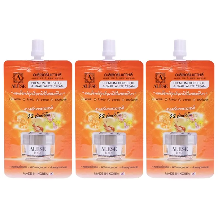 Alese - Premium Horse Oil & Snail White Cream 7g. (Pack of 3)