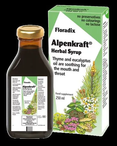 Alpenkraft Herbal Syrup 250ml — Thyme, Eucalyptus & Honey for Throat & Mouth