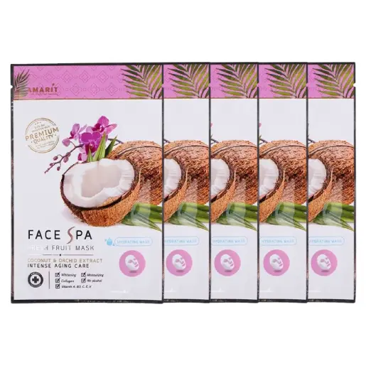 Amarit - Fresh Fruit Mask Intense Aging Care, Coconut & Orchid Extract 25ml. (Pack of 5)