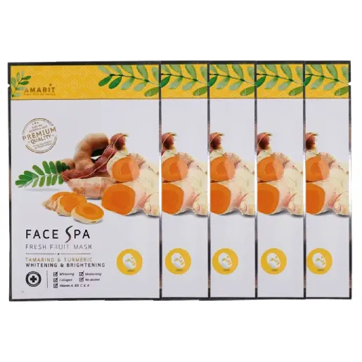 Amarit - Fresh Fruit Mask Whitening & Brightening, Tamarind & Turmeric 25ml. (Pack of 5)