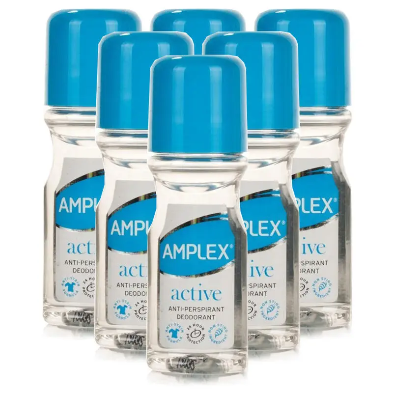 Amplex Antiperspirant Roll On Active 6 Pack