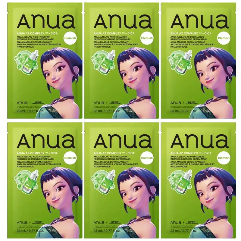 Anua - Kpop Demon Hunters Azelaic Acid Hyaluron Redness Soothing Serum Mask 23ml. (Pack of 6)