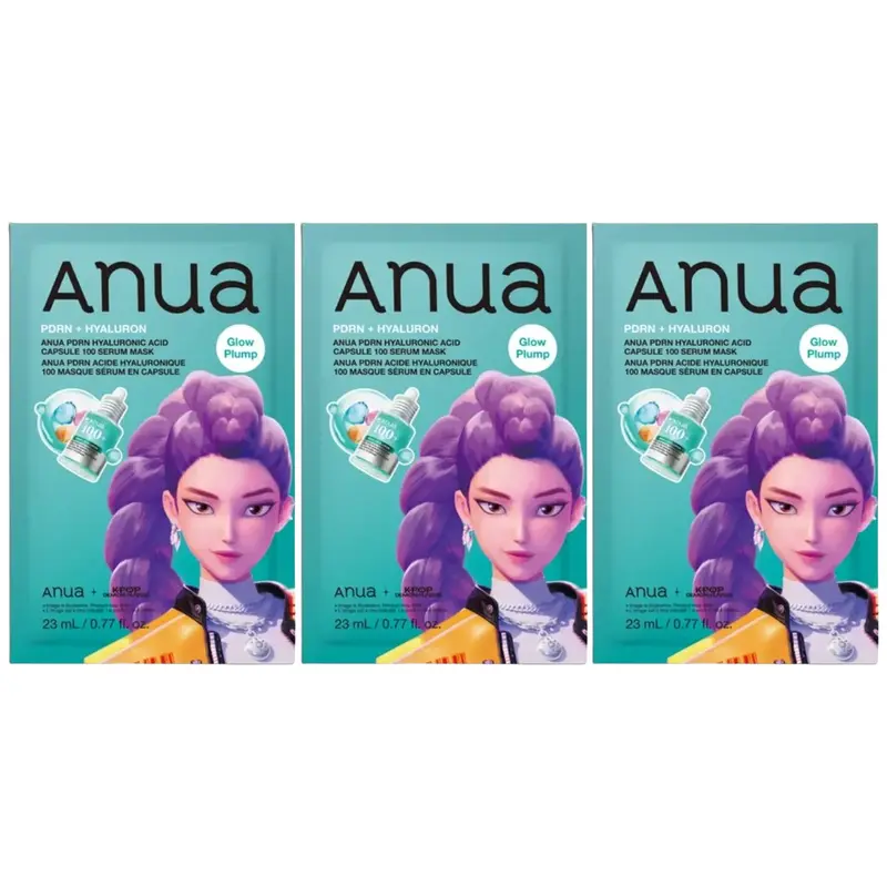 Anua - Kpop Demon Hunters PDRN Hyaluronic Acid Capsule 100 Serum Mask 23ml. (Pack of 3)