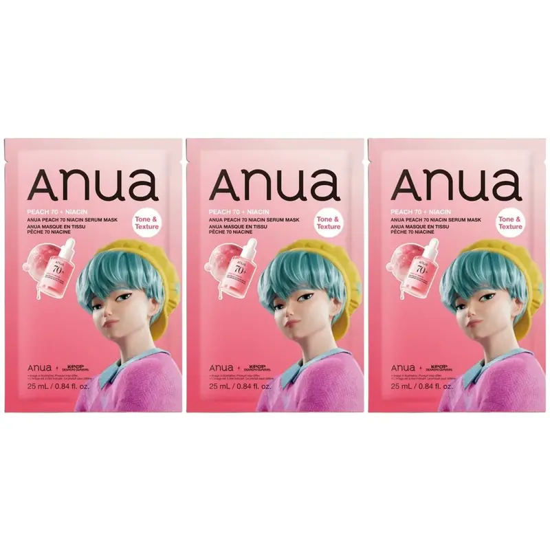 Anua - Kpop Demon Hunters Peach 70 Niacin Serum Mask 25ml. (Pack of 3)