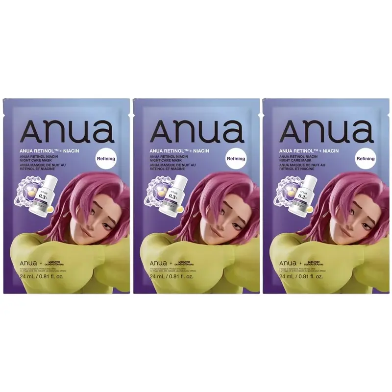Anua - Kpop Demon Hunters Retinol Niacin Night Care Mask 24ml. (Pack of 3)