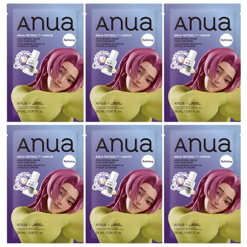 Anua - Kpop Demon Hunters Retinol Niacin Night Care Mask 24ml. (Pack of 6)