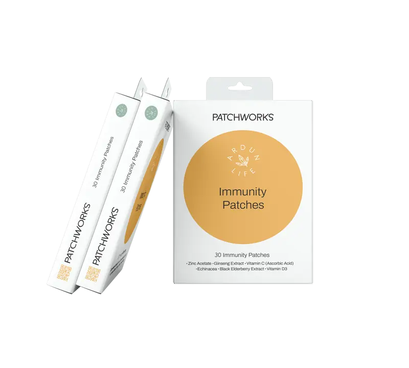 Ardun Life Immunity Support Patches | Seasonal Resilience with D3, Zinc, Elderberry & Vitamin C | 30-Day Supply | Vegan & Gentle | Alternative to Effervescent Tablets