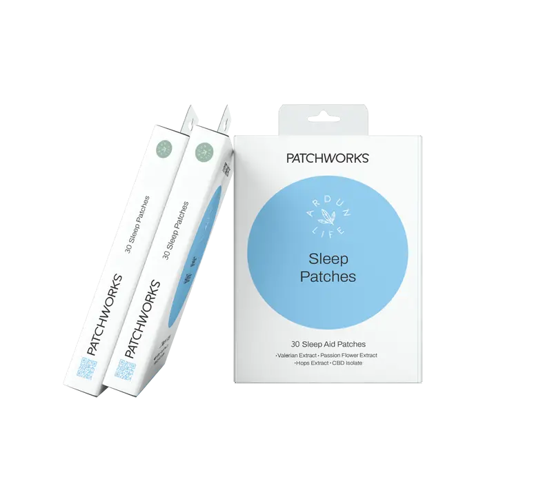Ardun Life Sleep Support Patches | Night-time Relaxation with Valerian, Hops & Hemp | 30-Day Supply | Vegan & Non-Groggy | Alternative to Tablets