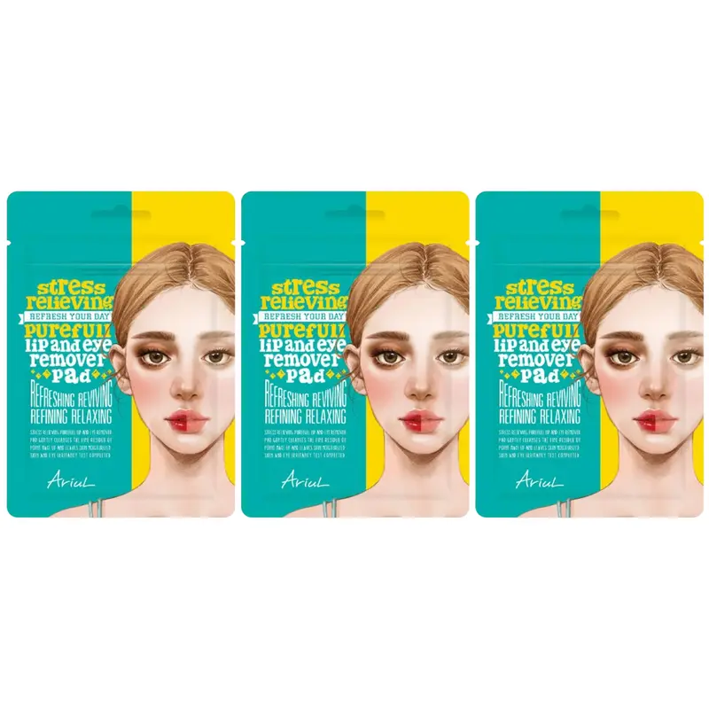 ARIUL - Stress Relieving Purefull Lip And Eye Remover Pad (Pack of 3 x 10 Pads)