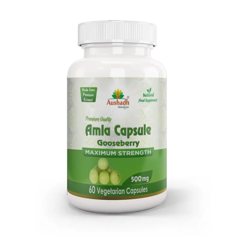 Aushadh Amla Capsules (Indian Gooseberry, Amalaki) Antioxidant Wellness Support - Vegan, Gluten Free, Non-GMO, 60 Capsules