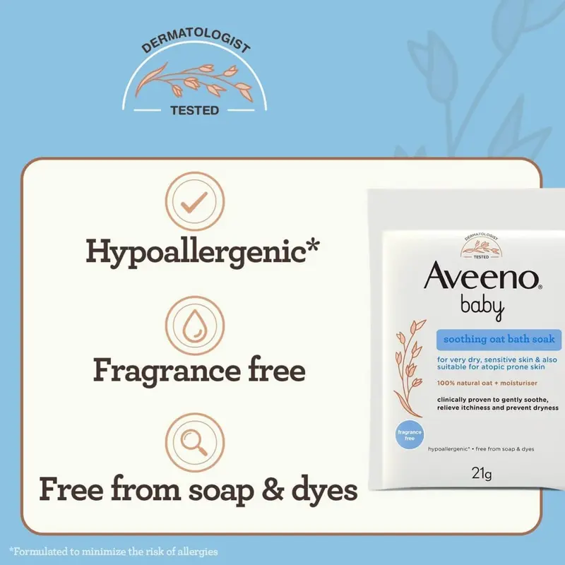 Aveeno Baby Soothing Oat Bath Sachets, 21 g (Pack of 5) (T)