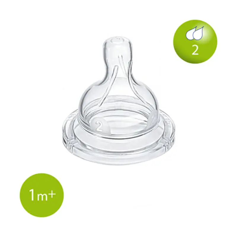 Avent Airflex Slow Flow Teat 1 Month+ Size 2 Twin Pack