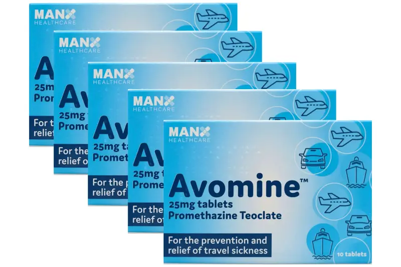 Avomine Travel Sickness 25mg (Promethazine) - 10 Tablets – 5 Pack
