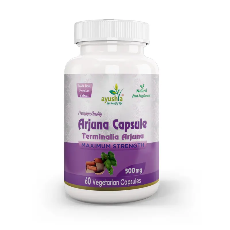 Ayushya Arjuna Capsules (Arjun Tree) Heart Wellness Support - Vegan, Gluten Free, Non-GMO, 60 Capsules