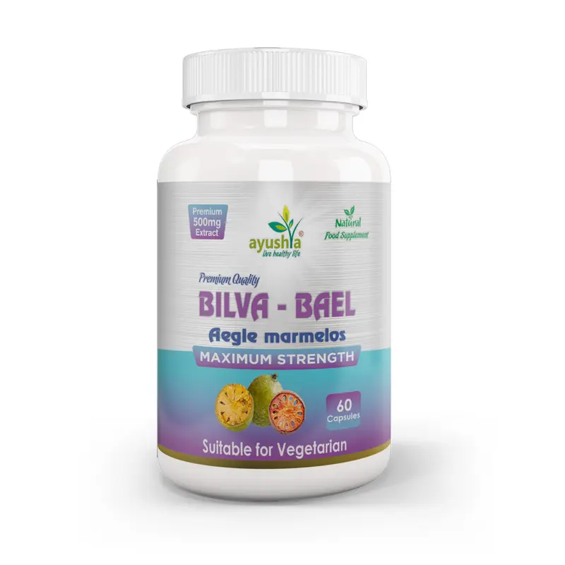 Ayushya Bael Leaf Capsules (Bilva, Wood Apple) Digestive Comfort Support - Vegan, Gluten Free, Non-GMO, 60 Capsules
