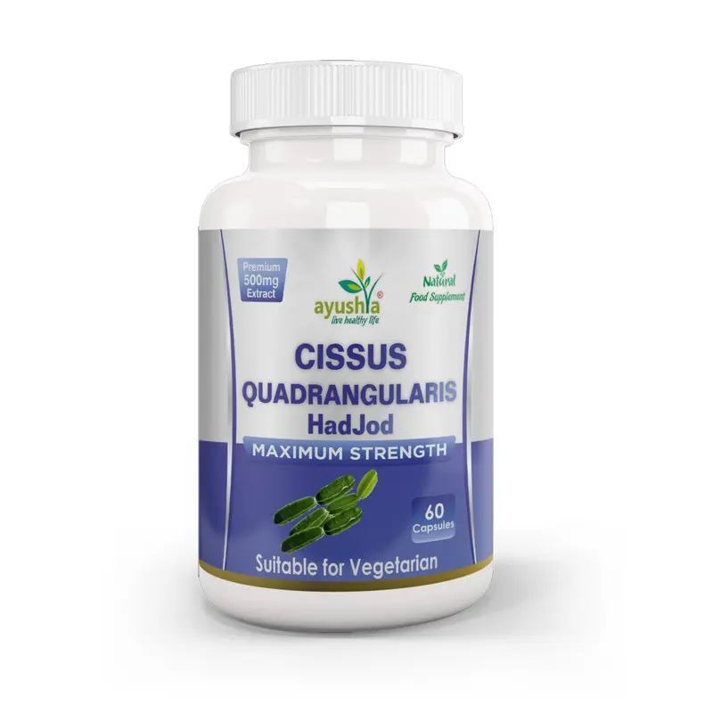 Ayushya Cissus Quadrangularis Capsules (Hadjod, Bone Setter) Joint & Bone Support - Vegan, Gluten Free, Non-GMO, 60 Capsules
