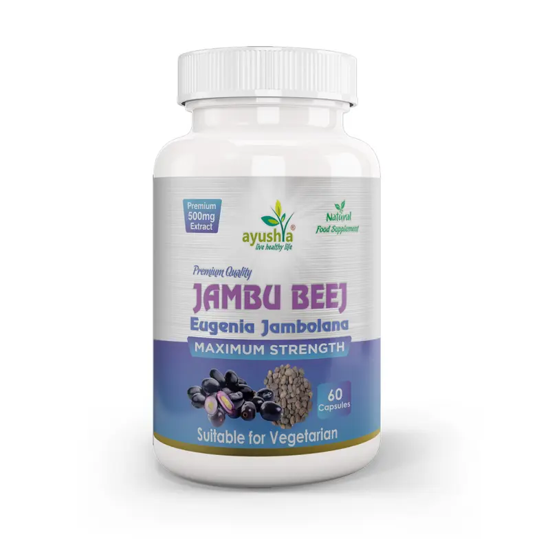 Ayushya Jambu Bij Capsules (Jamun) Glucose Wellness Support - Vegan, Gluten Free, Non-GMO, 60 Capsules