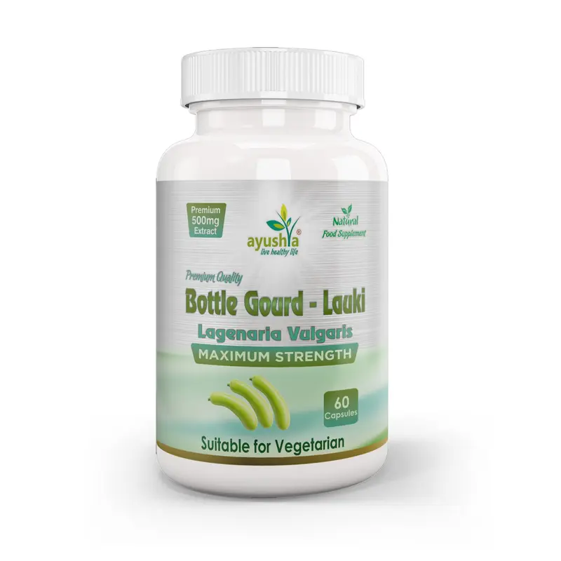 Ayushya Lauki (Bottle Gourd, Calabase) Capsules Cooling Balance & Wellness Support - Vegan, Gluten Free, Non-GMO, 60 Capsules