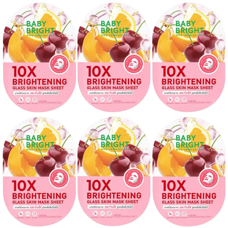 Baby Bright - 10X Brightening Glass Skin Mask Sheet 20g. (Pack of 6)