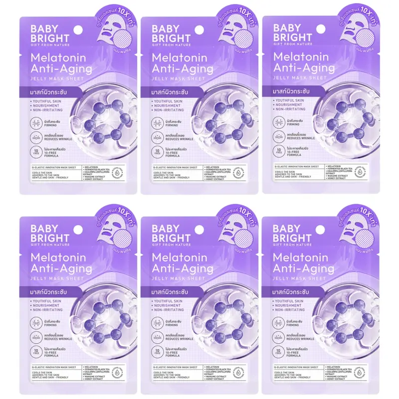 Baby Bright - Melatonin Anti-Aging Jelly Mask Sheet 25g. (Pack of 6)
