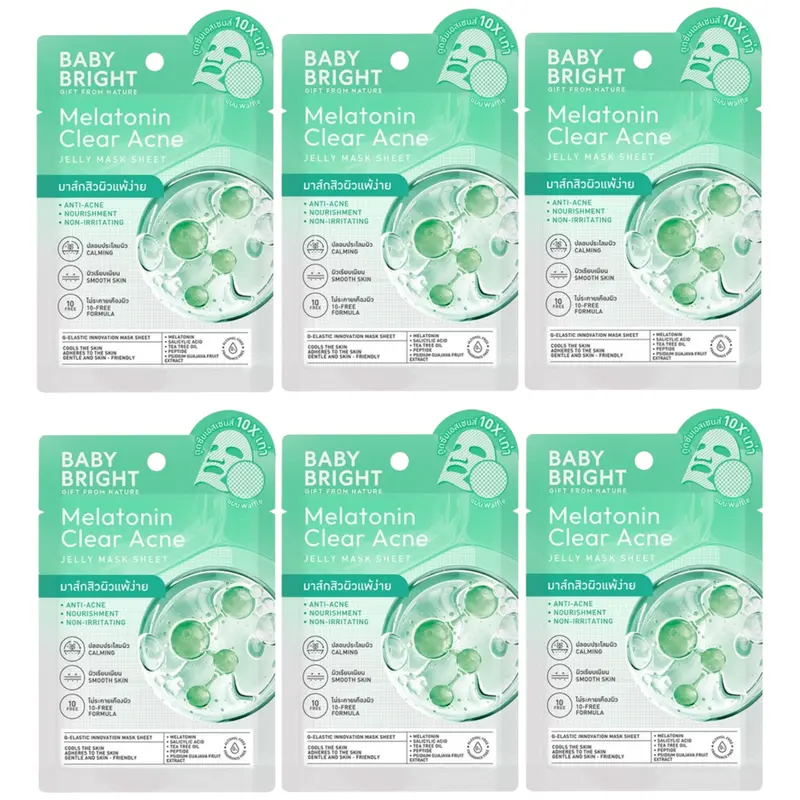 Baby Bright - Melatonin Clear Acne Jelly Mask Sheet 25g. (Pack of 6)