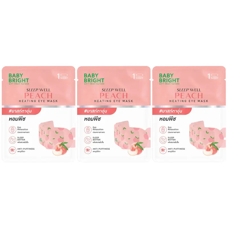 Baby Bright - Sleep Well Peach Heating Eye Mask (Pack of 3)
