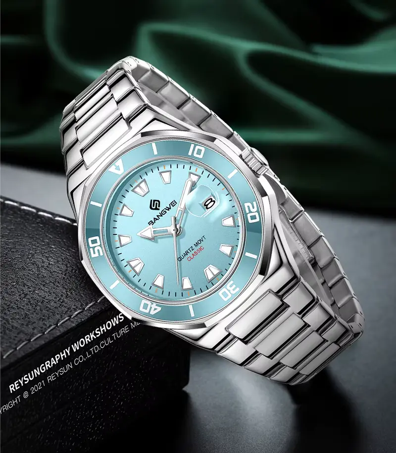 BangWEI Luxury Men's Watch UK — Quartz Movement | Stainless Steel | Blue Dial | 3ATM Water Resistant | Date Display | Free UK Delivery