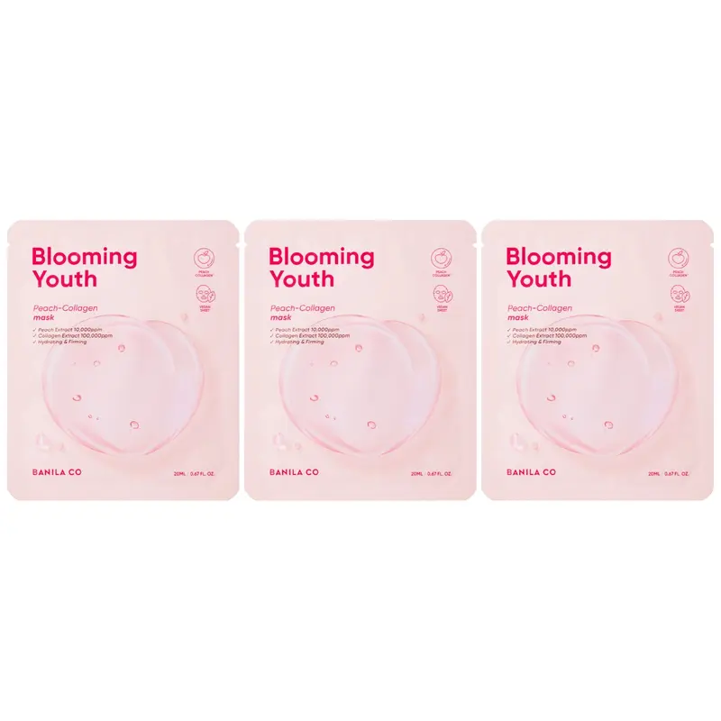 Banila - Blooming Youth Peach Collagen Mask 20g. (Pack of 3)