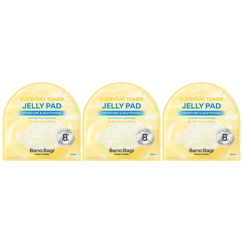 Banobagi - Everyday Toner Jelly Pad Moisture & Whitening with 8 HYA, Triple Vitamin C and Tranexamic 10ml. 4 Pads (Pack of 3 = 12 pads)