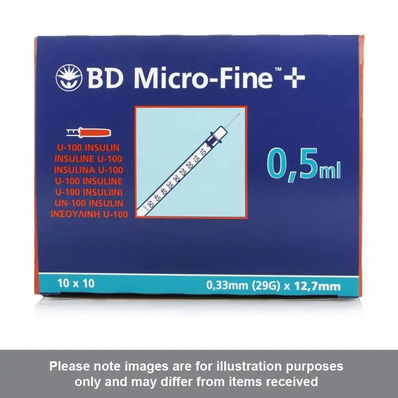 BD Microfine Insulin Syringes U100 0.5ml 29g 12.7mm