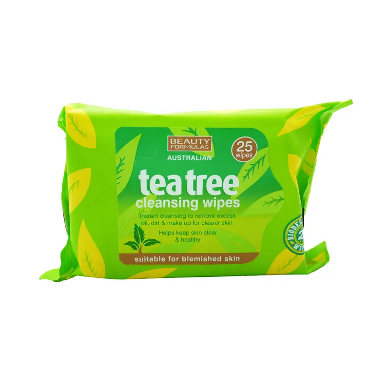 Beauty Formulas Wipes Bio Tea Tree Cleansing 25's x 6