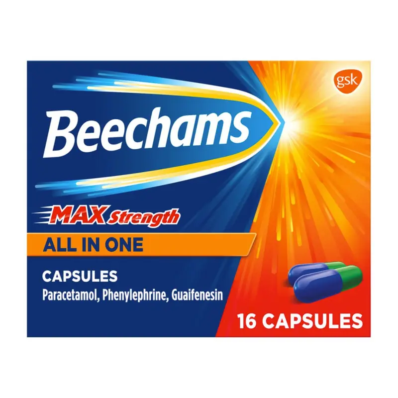 Beechams Max Strength All in One Cold and Flu Capsules 16s