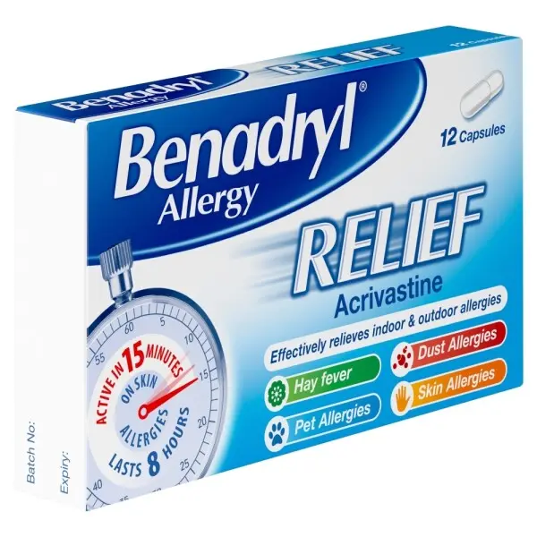 Benadryl Allergy Relief – 12 Capsules